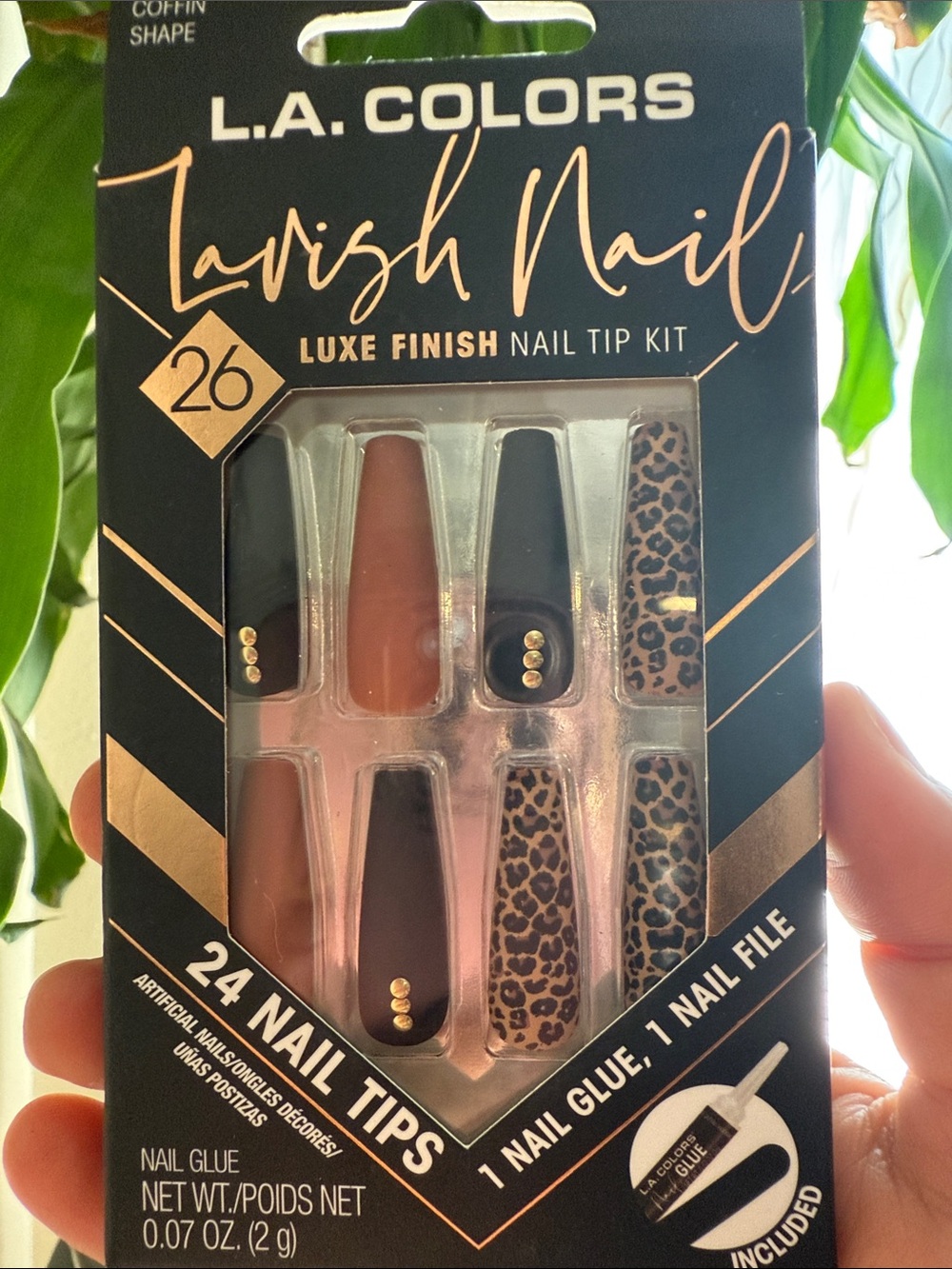 L.A. COLORS Nail Tip Kit — Black, Brown & Leopard Accent Tips